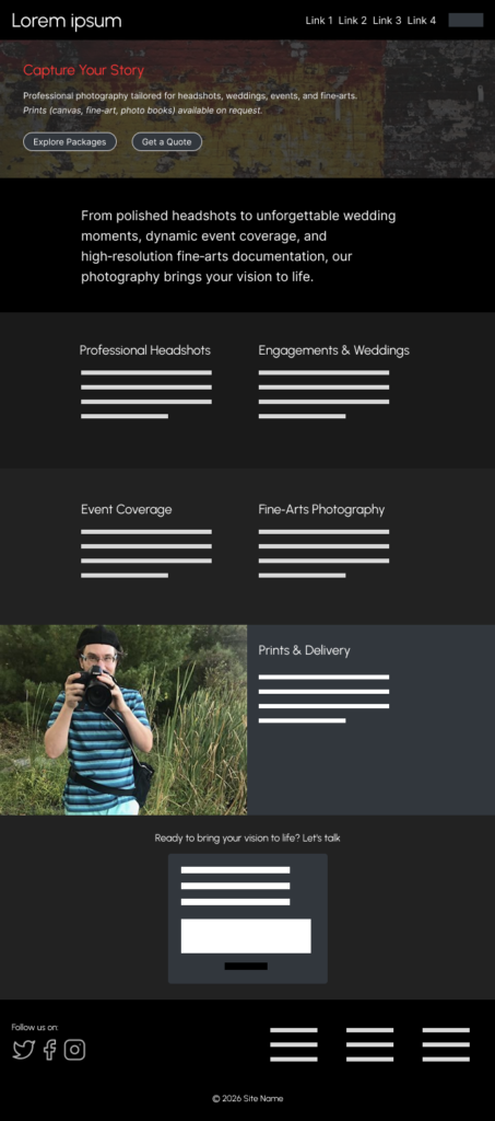 Medium fidelity mock up