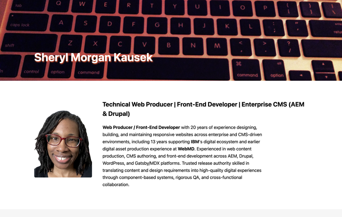 screenshot of my CV site, built in React/Gatsby